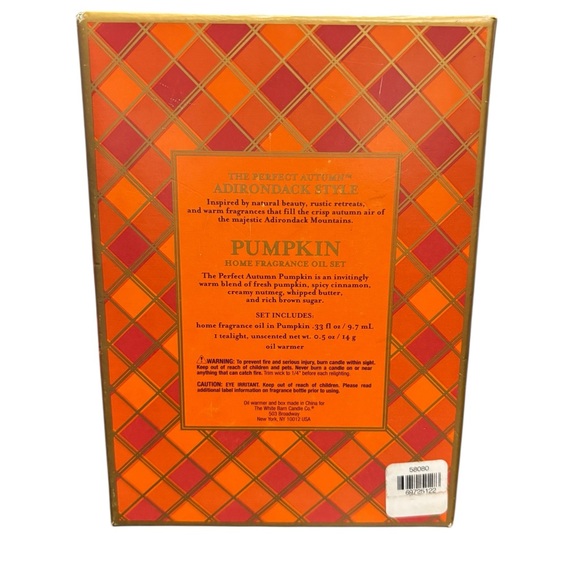 New White Barn THE PERFECT AUTUMN Pumpkin Fragrance Oil Set Tealight Warmer NOS - Picture 3 of 3